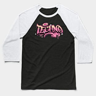 TECHNO  - Graffiti Tech (pink/orange) Baseball T-Shirt